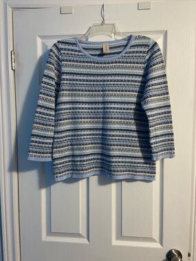 Skovhuus Women’s Striped Crewneck Long Sleeve Knit Pullover Sweater Size M